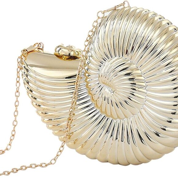 Conch/Shell Shoulder Handbag Novelty Chain Strap Purse Acrylic Fashion Crossbody - Picture 1 of 7